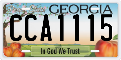 GA license plate CCA1115
