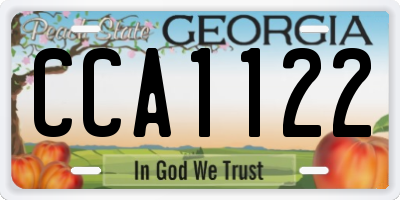 GA license plate CCA1122