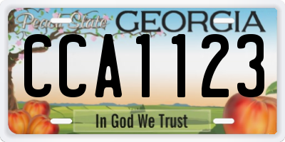 GA license plate CCA1123