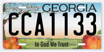 GA license plate CCA1133