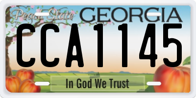 GA license plate CCA1145