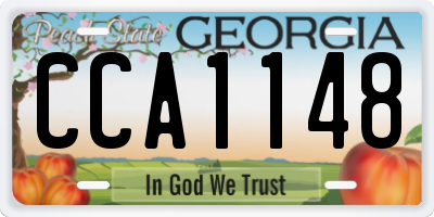 GA license plate CCA1148