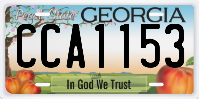 GA license plate CCA1153