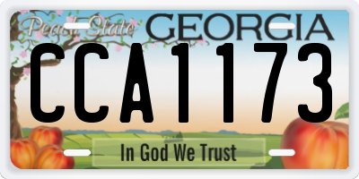 GA license plate CCA1173