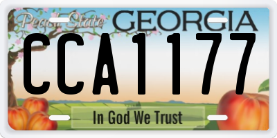 GA license plate CCA1177