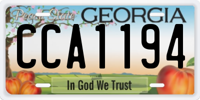 GA license plate CCA1194