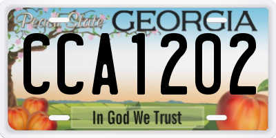 GA license plate CCA1202