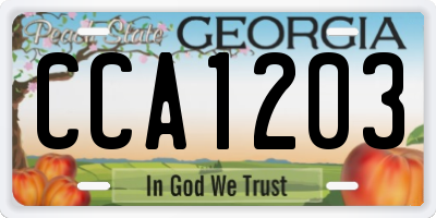 GA license plate CCA1203