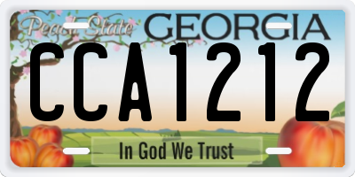 GA license plate CCA1212