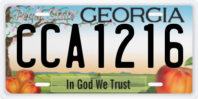 GA license plate CCA1216
