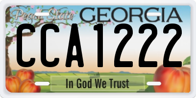 GA license plate CCA1222