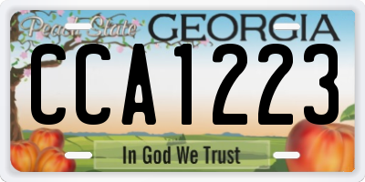 GA license plate CCA1223
