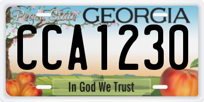 GA license plate CCA1230