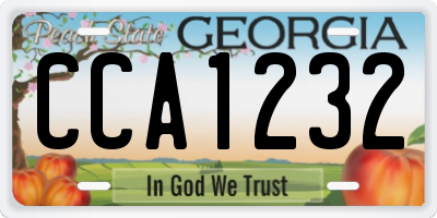 GA license plate CCA1232
