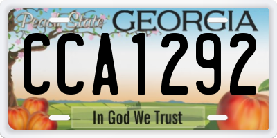GA license plate CCA1292
