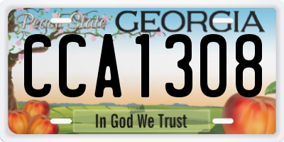 GA license plate CCA1308