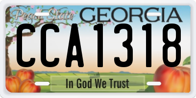 GA license plate CCA1318