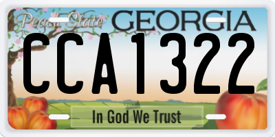 GA license plate CCA1322