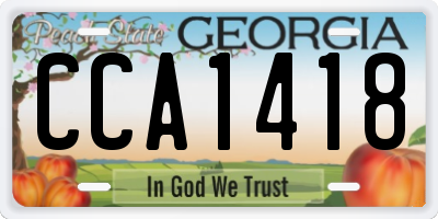 GA license plate CCA1418
