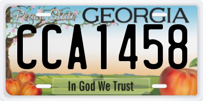 GA license plate CCA1458