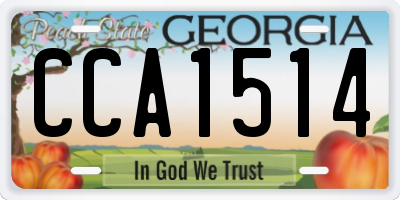GA license plate CCA1514