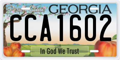 GA license plate CCA1602