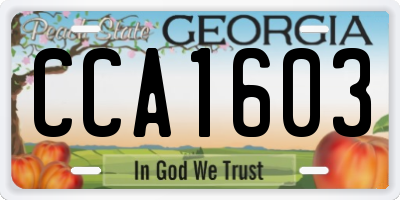 GA license plate CCA1603