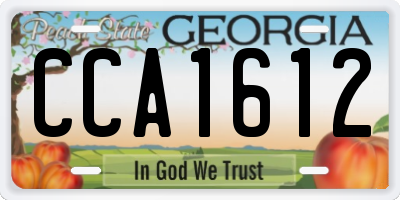 GA license plate CCA1612