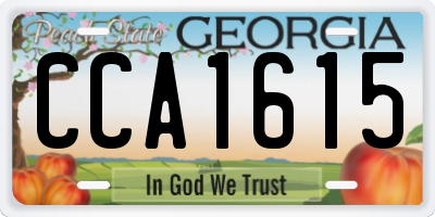 GA license plate CCA1615