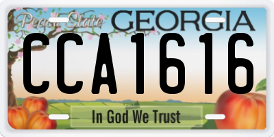 GA license plate CCA1616