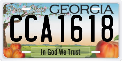 GA license plate CCA1618