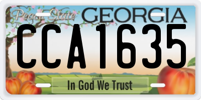 GA license plate CCA1635