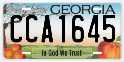 GA license plate CCA1645