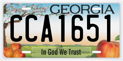 GA license plate CCA1651