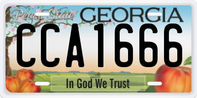 GA license plate CCA1666