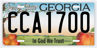 GA license plate CCA1700