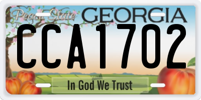 GA license plate CCA1702