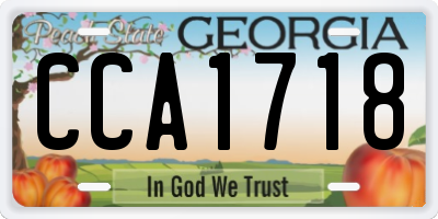 GA license plate CCA1718