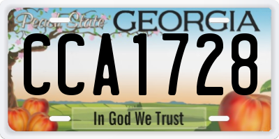 GA license plate CCA1728