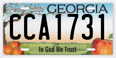 GA license plate CCA1731