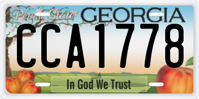 GA license plate CCA1778