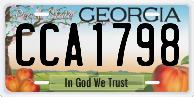 GA license plate CCA1798