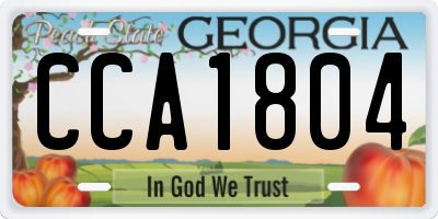 GA license plate CCA1804