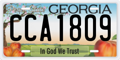GA license plate CCA1809