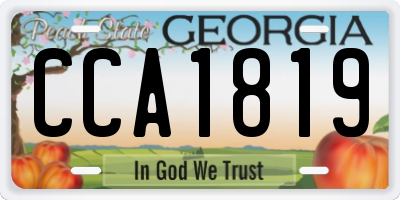 GA license plate CCA1819
