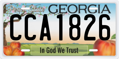 GA license plate CCA1826