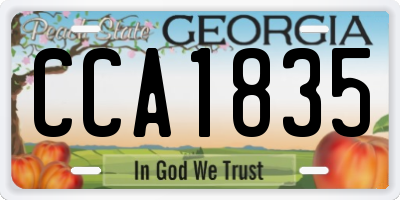 GA license plate CCA1835