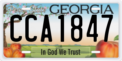 GA license plate CCA1847