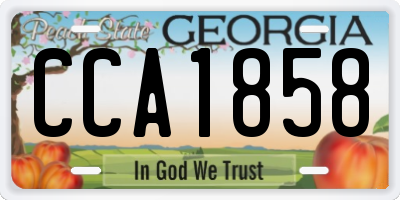 GA license plate CCA1858