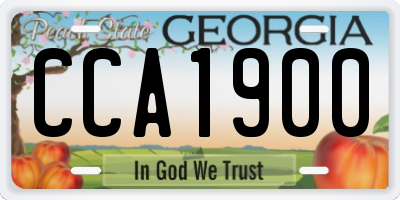 GA license plate CCA1900